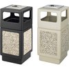 Safco 38 gal Square Plastic/Stone Aggregate Receptacles, Black, Polyethylene; Stainless Steel SAF9473NC